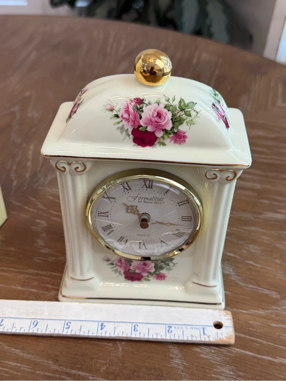 Vintage Formalities by Baum Bros Victorian Rose Carriage Clock